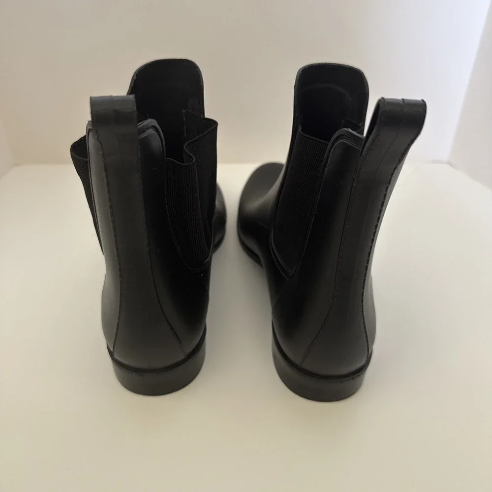 J. Crew Rubber Boot Size 9 Chelsea Black Pull On Ankle Rain Boots